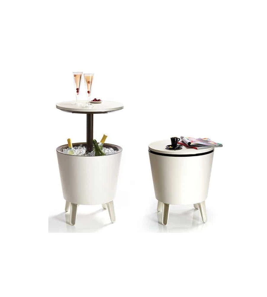 TAVOLINO PORTAGHIACCIO PORTATILE KETER "COOL BAR" BIANCO, 49,5X49,5X84,5 CM